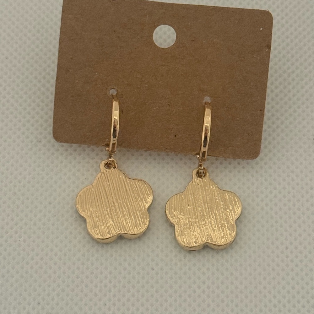 Gold & Black Flower Drop Earrings โ Elegant Dainty Sparkle โ NWT - Picture 4 of 4